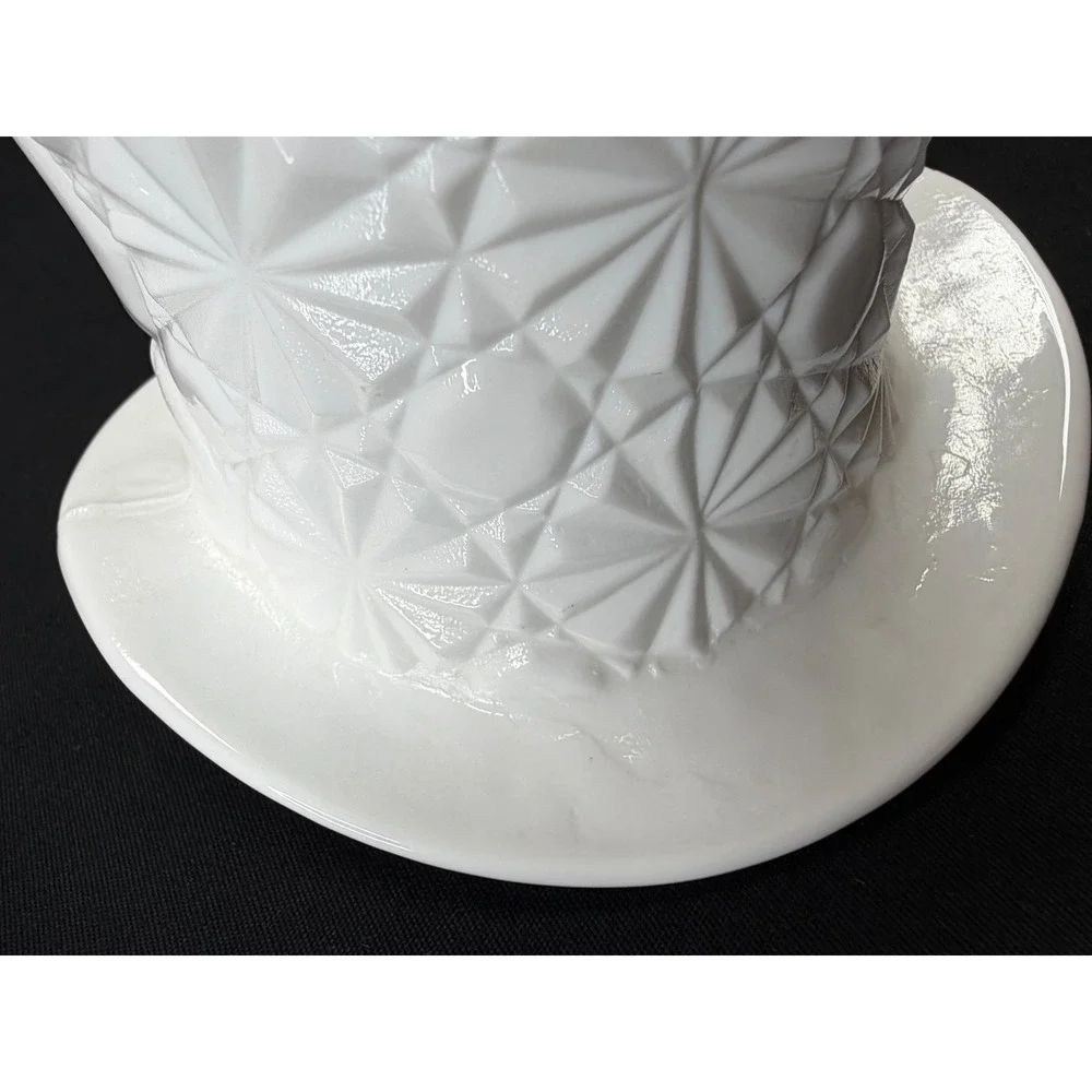 Vintage White Milk Glass Top Hat Daisy and Button Pattern Planter Decor